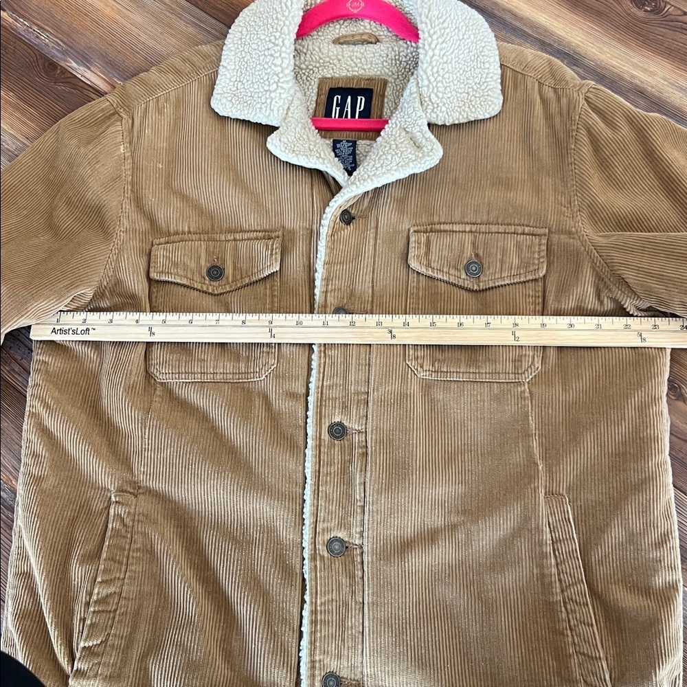 Vintage Y2K GAP Men's Brown Corduroy Jacket with Cream Sherpa Lining - Picture 7 of 9